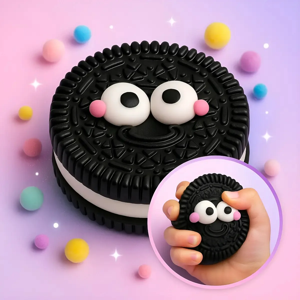 Squishy Alívio Estresse Apertar Anti-stress Squish Bichinhos Mole De Apertar De Borracha Silicone Squishies Babuu Brinquedos Educativos Bolacha Oreo