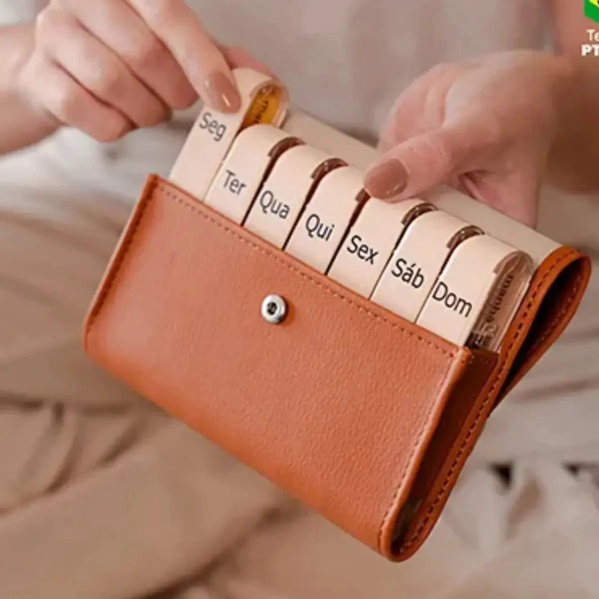 Porta-comprimidos Pilbox® Liberty - Artesanal Tamanho Médio Cor Porta Cápsula Castanho