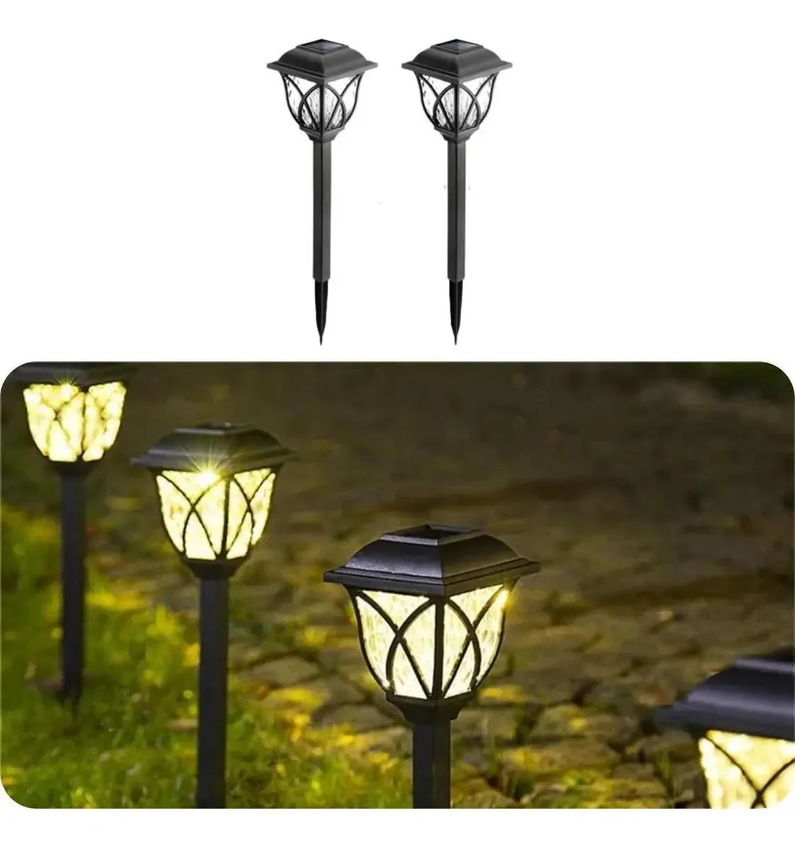 Kit 2 Luminárias Espeto Estaca Solar Colonial Mini Poste Sem