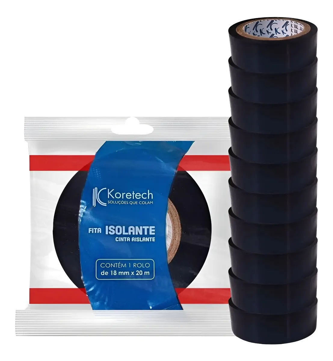 Fita Isolante Multiuso 18mmx20m Preta Pacote Com 10 Unidades