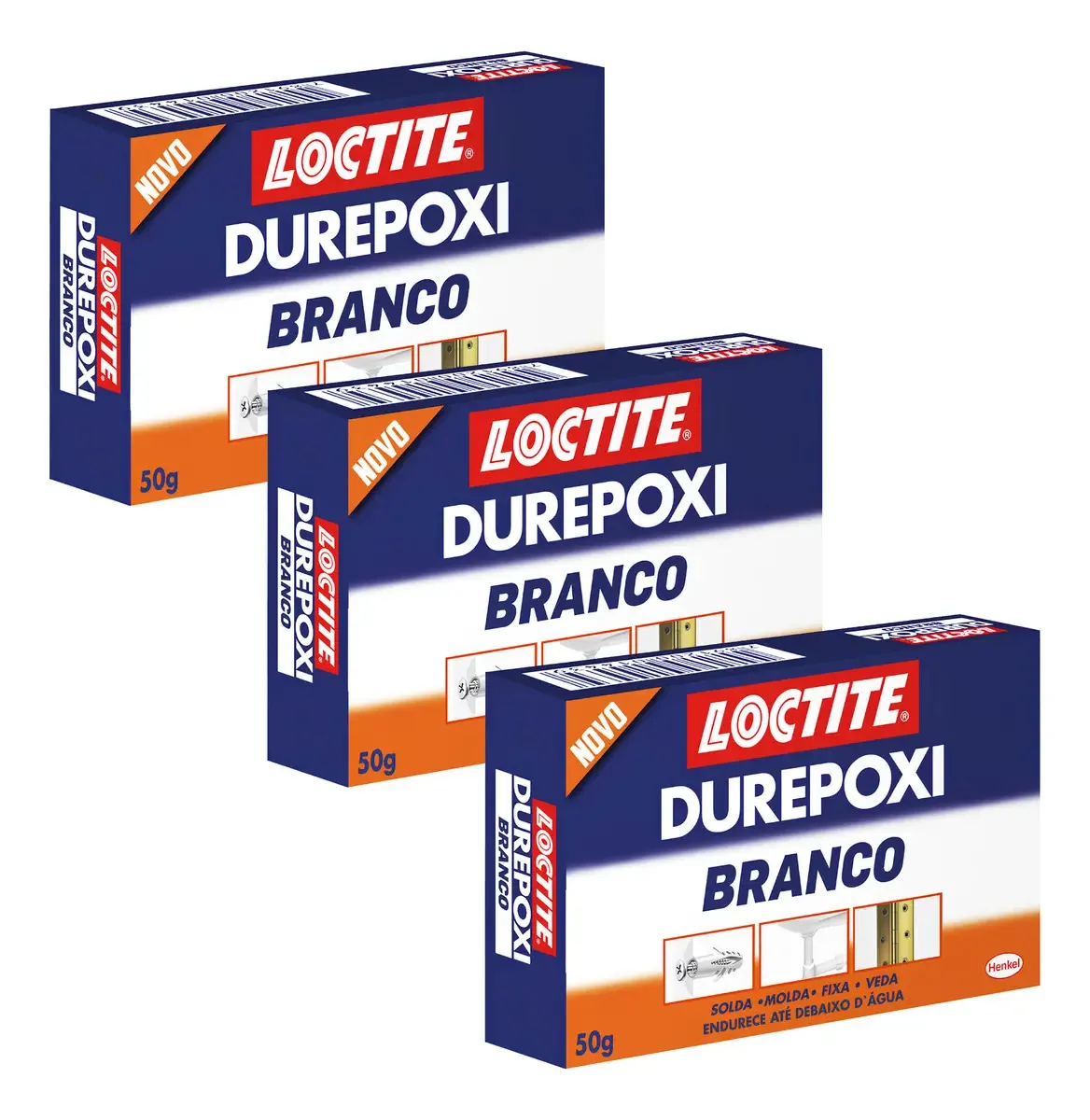 Kit 3 Cola Durepoxi Cola Epóxi Massa Adesiva 50g Loctite Cor Branco