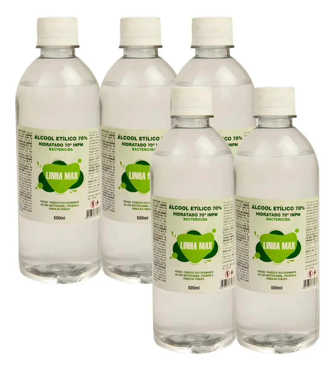 Kit 5 Álcool Etílico 70% Limpeza Geral Bactericida Togmax