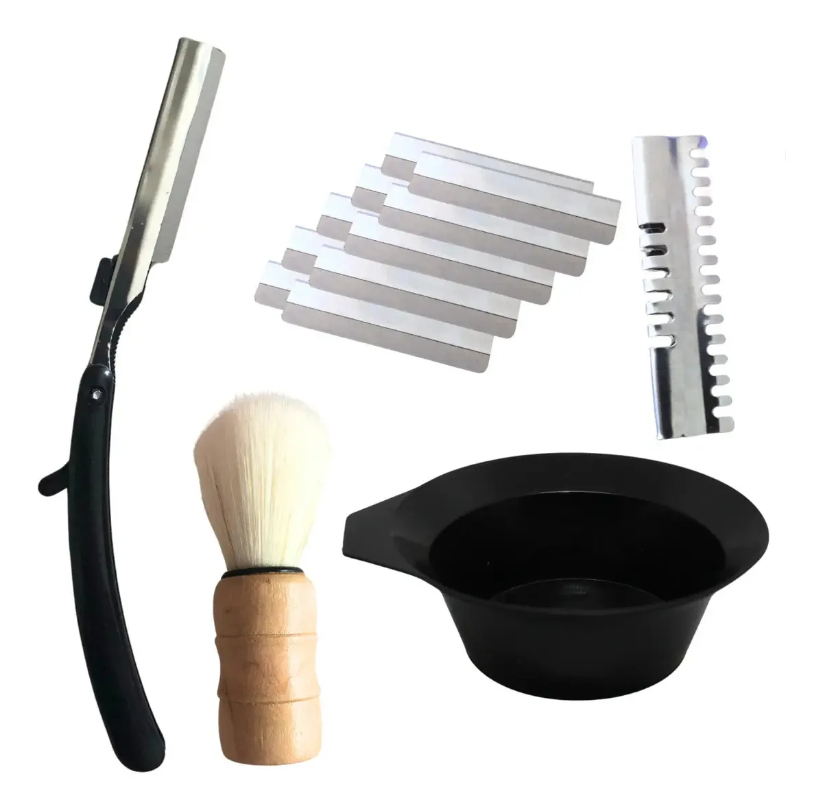 Kit Barba Depilação Perfeita Navalha/ Navalhete Pincel Pote