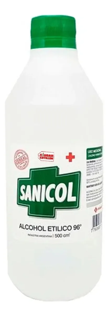 Alcohol Sanicol 500cc 96% Cereal Gastronomía Licores - Cc