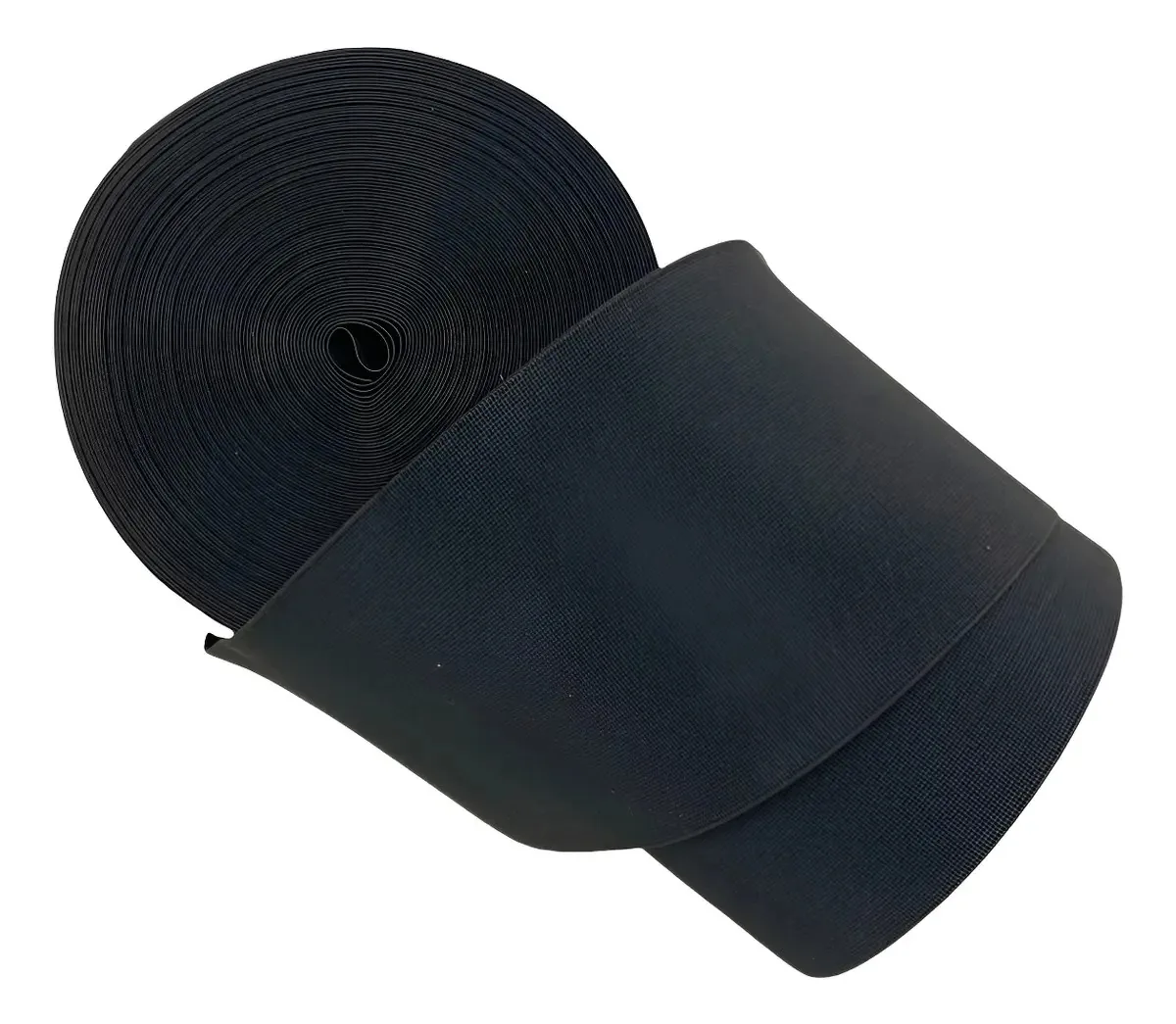 Elástico Preto Reforçado Italiano Poliéster 12cm Largura 5m