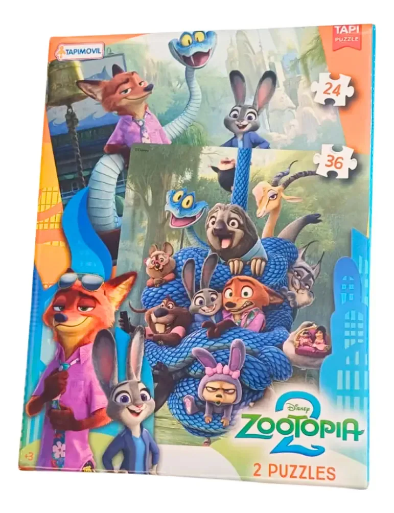 2 quebra-cabeças ou quebra-cabeças - 24 e 36 peças - Zootopia Disney