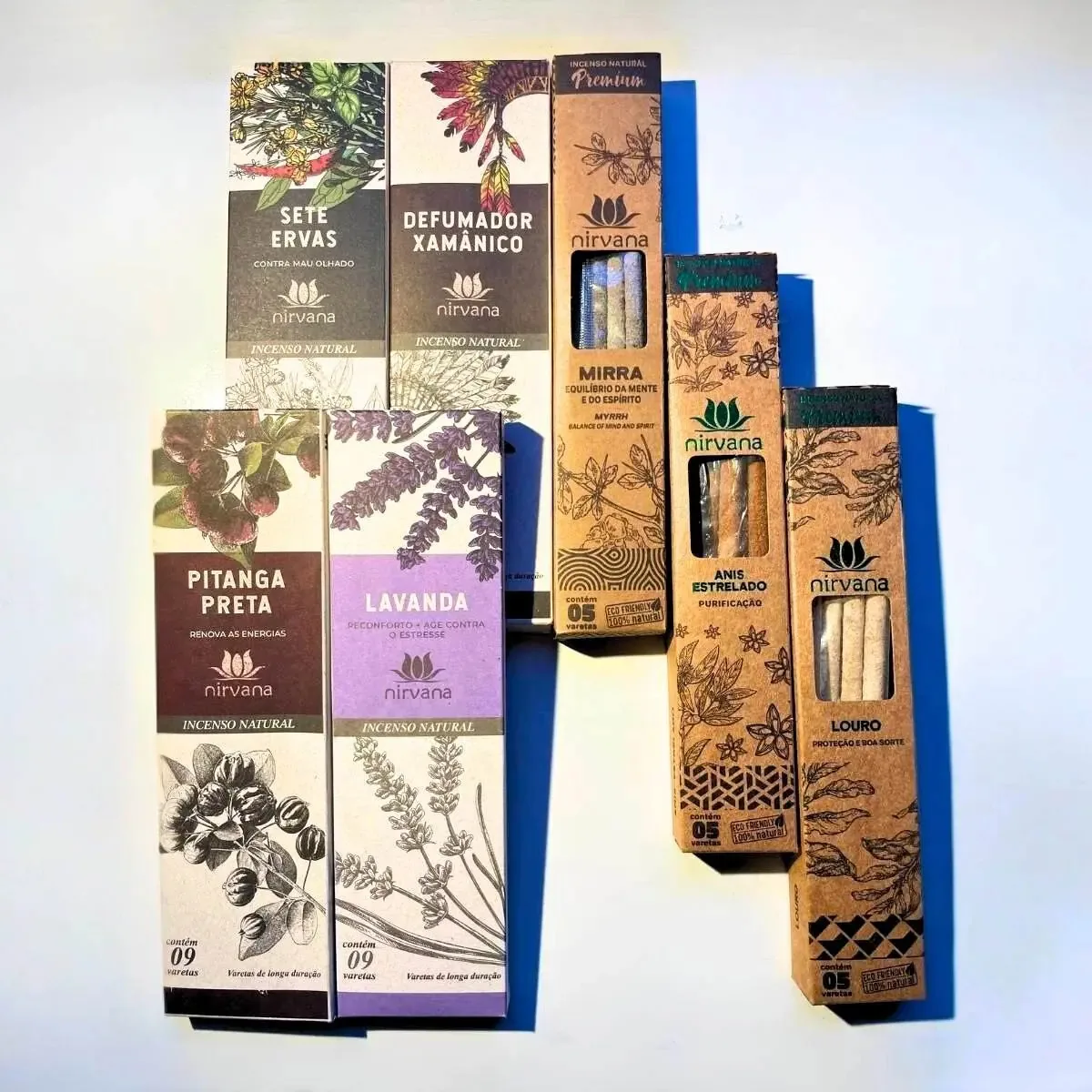 Kit 7 Incensos Naturais Nirvana Para Limpeza Energética
