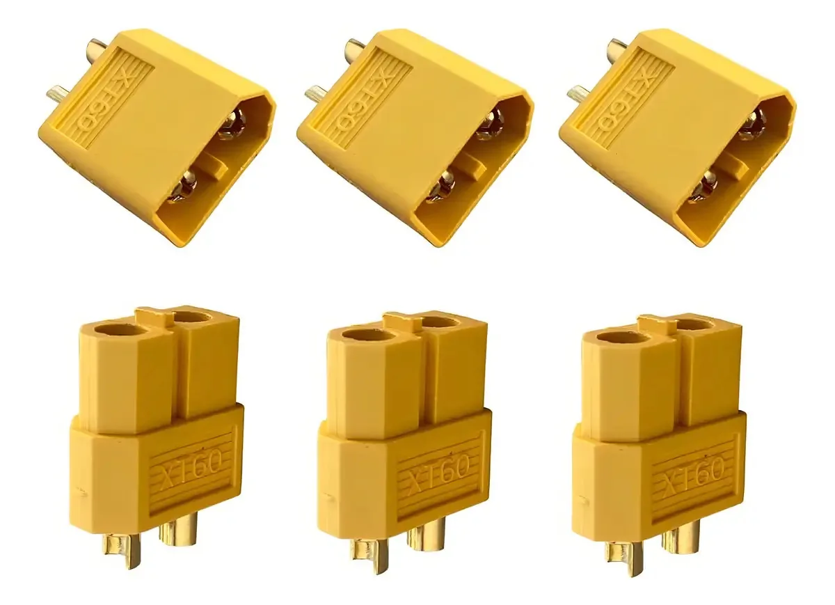 3 Pares Conectores XT60 amarelo Macho e Fêmea 60A Para Drones e Aeromodelismo Automodelos Esc