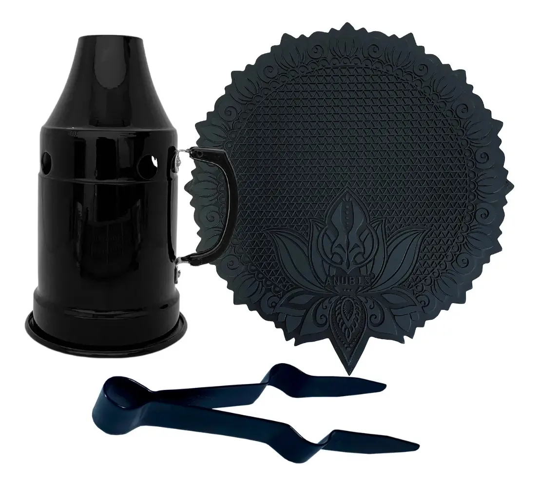 Kit Tapete Para Narguile Abafador Pegador E Furador Garfo Cor Preto/preto