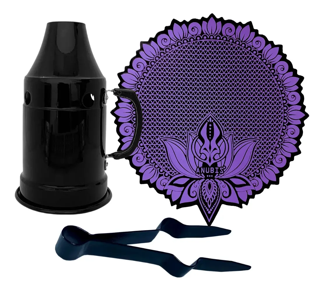 Kit Tapete Para Narguile Abafador E Pegador Cor Roxo/Preto