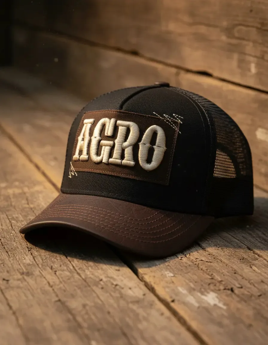 Boné Agro Pampas Country Estampa Pecuária Aba Couro Preto Tamanho Un