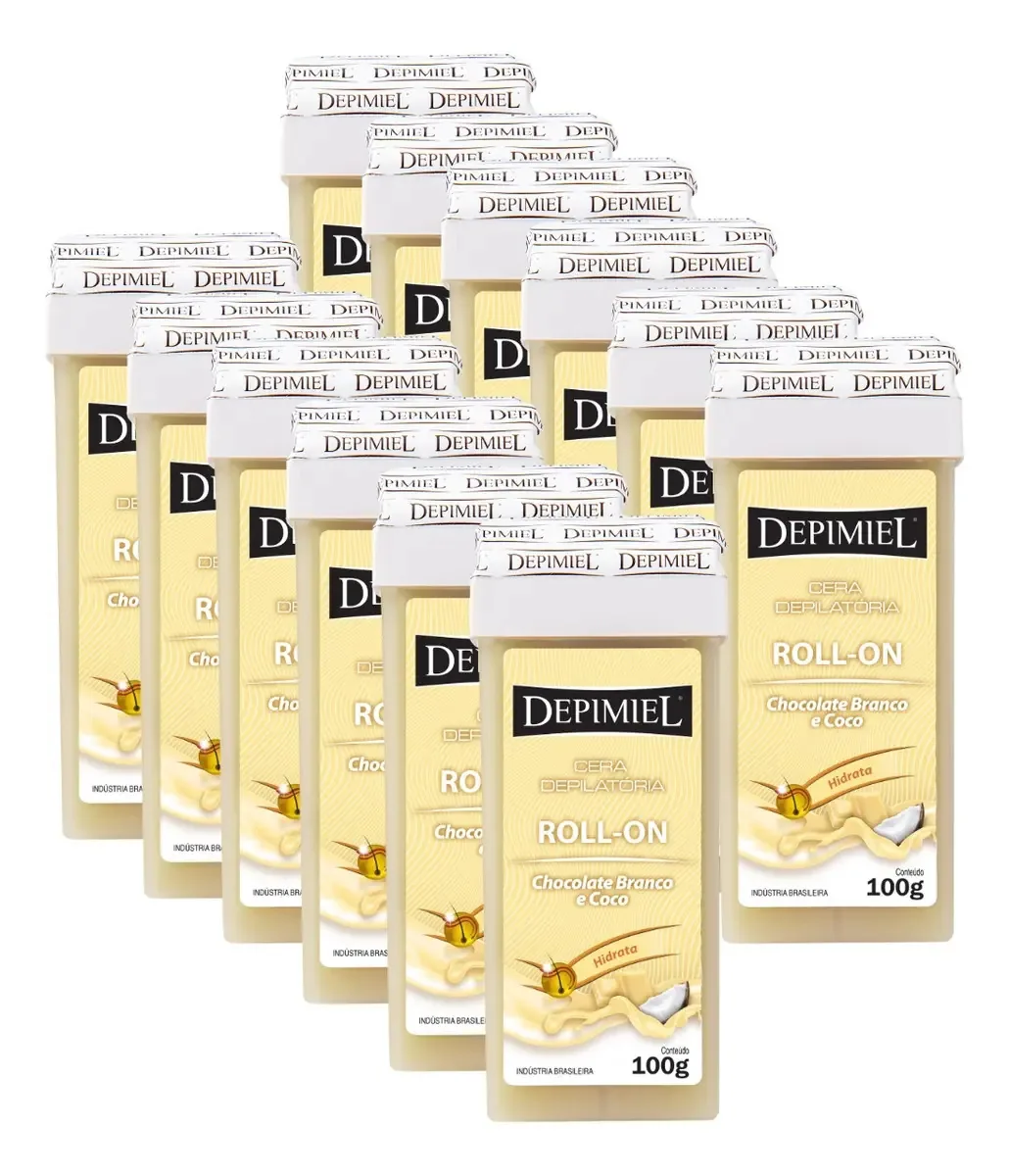 12 Ceras Depilatória Roll-on Chocolate Branco Coco Depimiel
