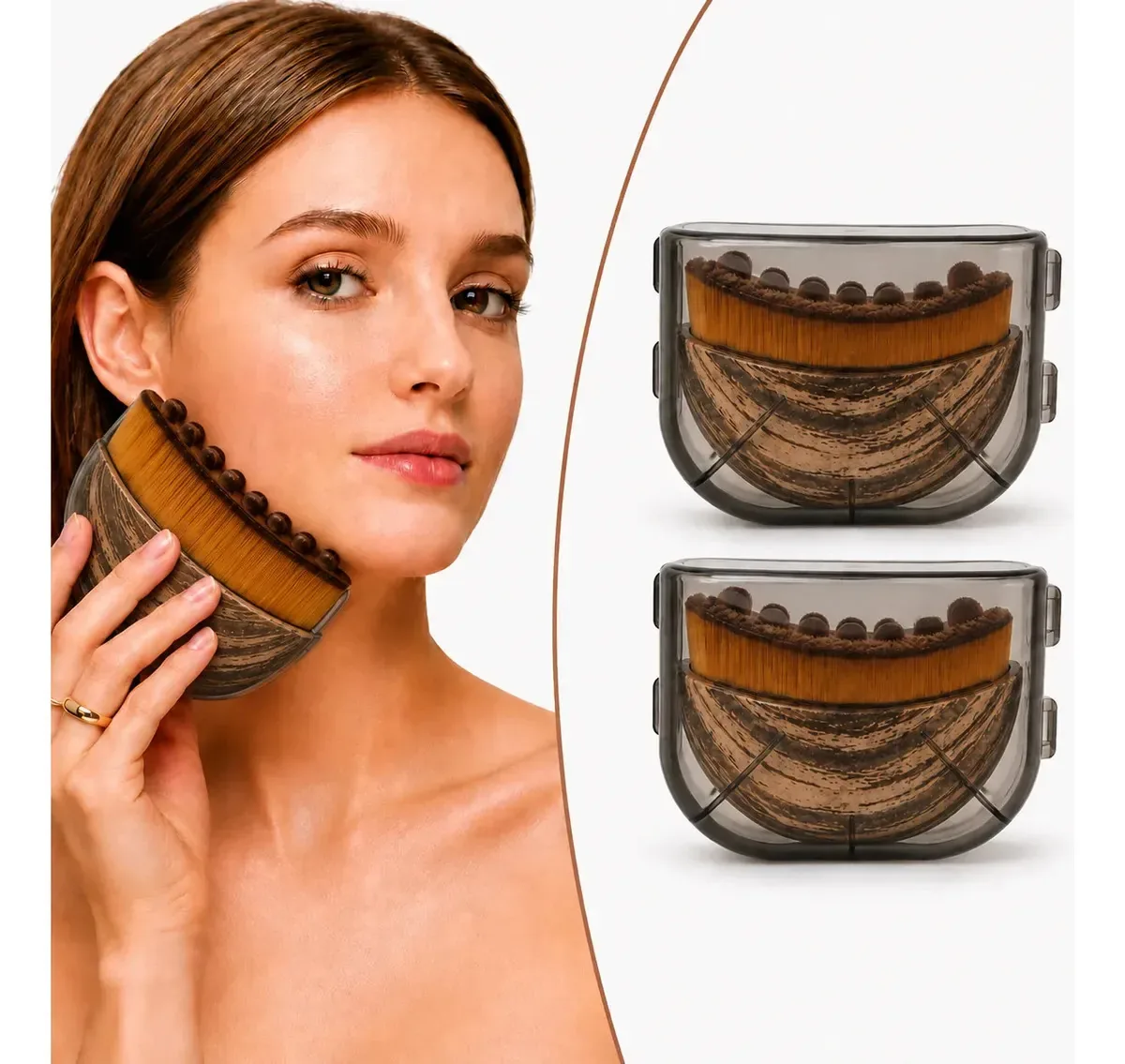 Kit 2 Escovas Drenagem Linfática Facial Massageadora Lifting Anti-Inchaço com Capa