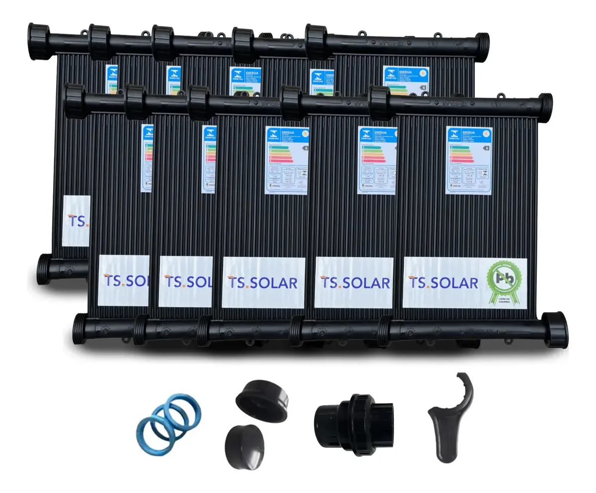 10 Placas 2mt - Coletor Aquecedor Piscina Solar 8.000lts Fr