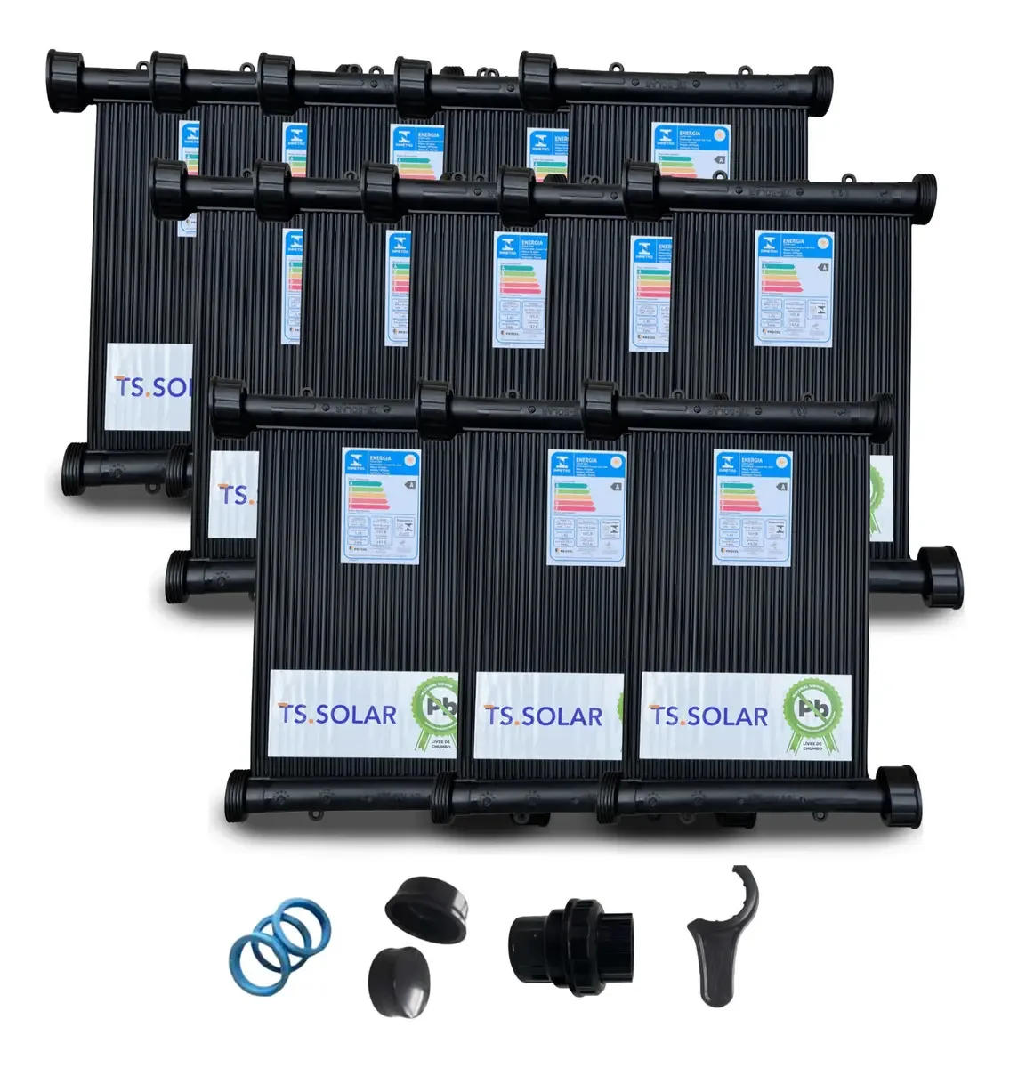 13 Placas 2mt Coletor Piscina Aquecimento Solar 10.500lts Fv