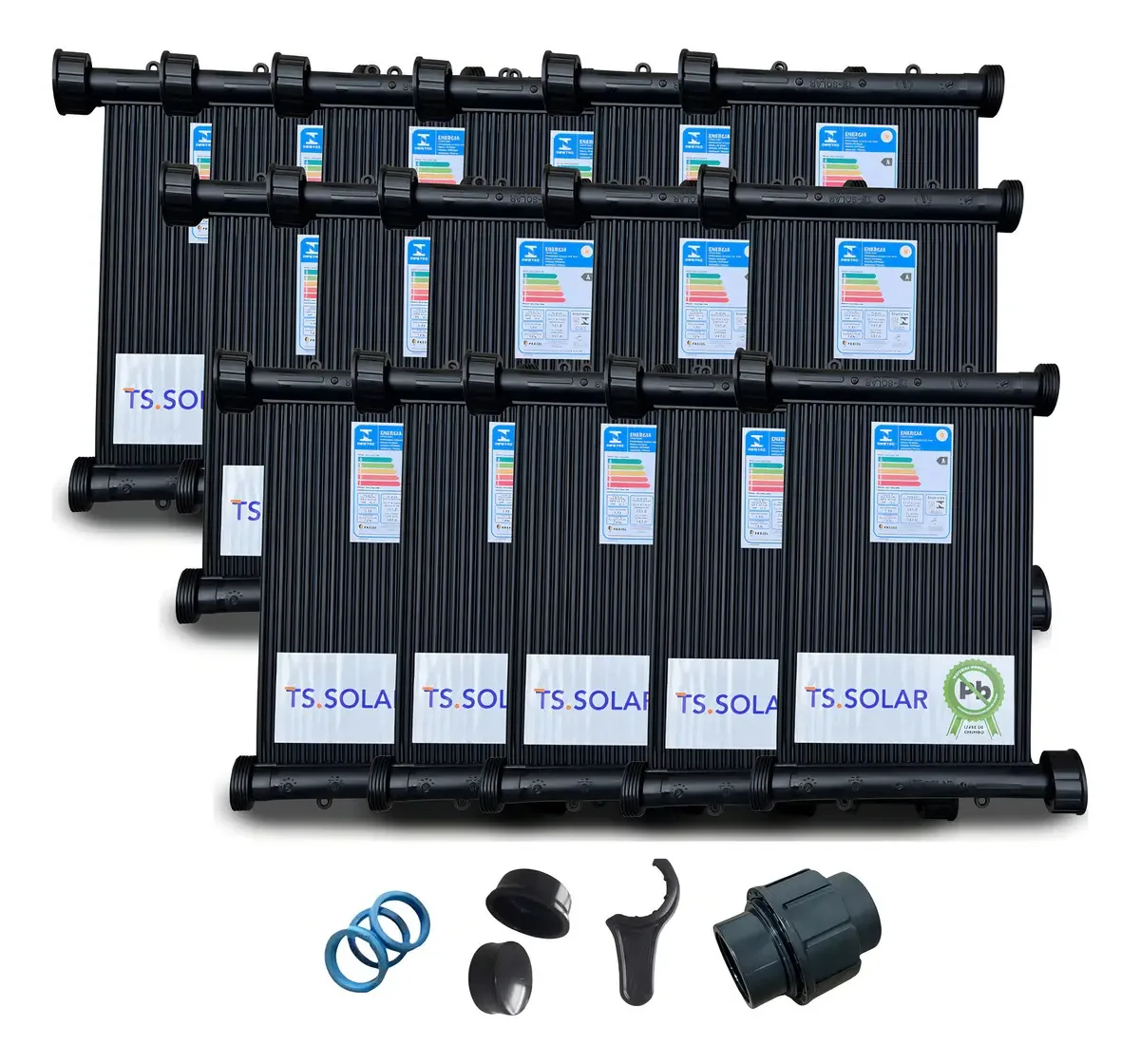Kit 16 Placas 3mt - Aquecedor Solar Piscinas Kit Fechamento