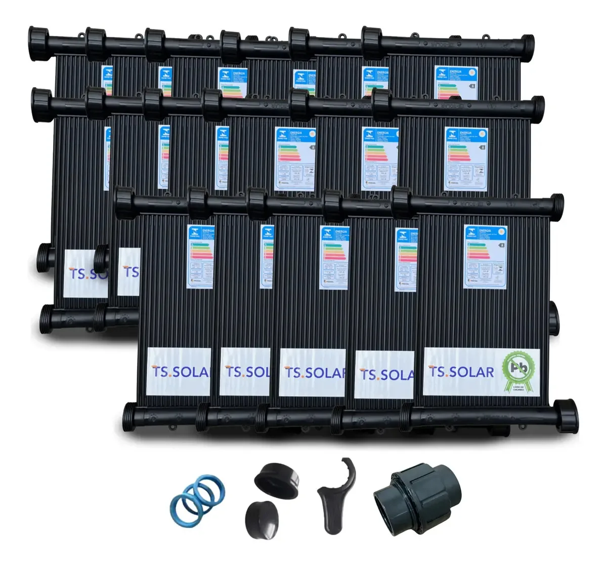 Kit 17 Placas 3mt - Aquecedor Solar Piscinas Kit Fechamento