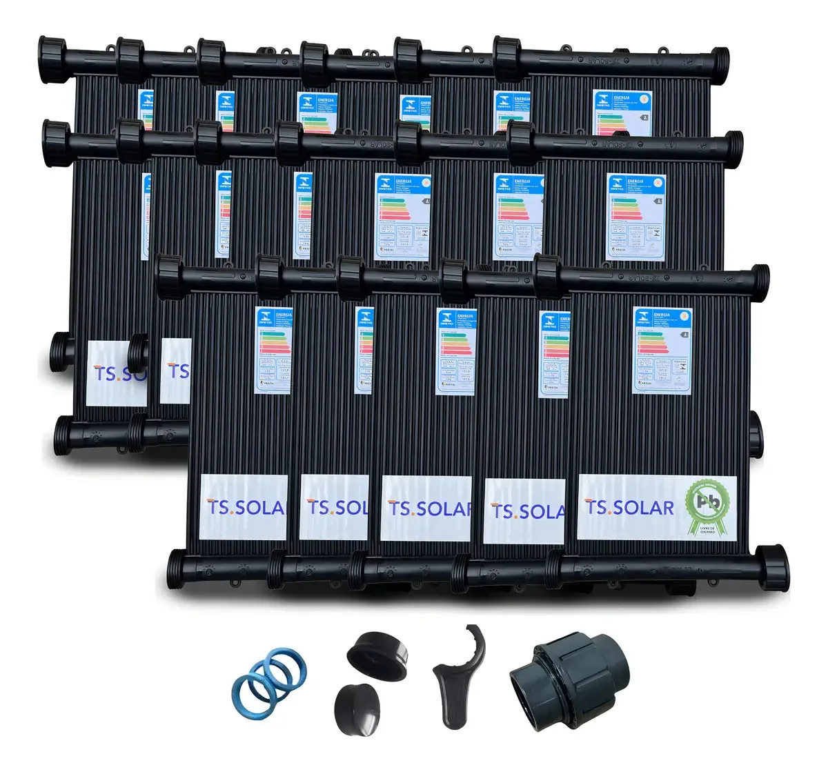 Kit 17 Placas 3mt - Aquecedor Solar Piscinas - Completo