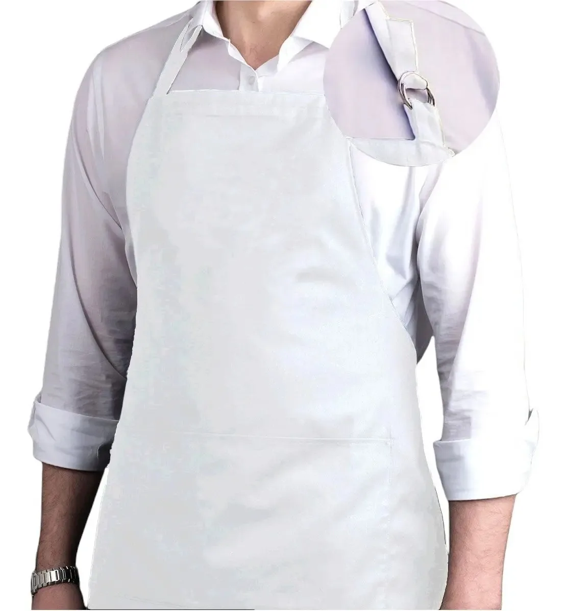 Kit 15 Aventais Oxford C/ Bolso Churrasco Atacado Cozinha Cor Branco