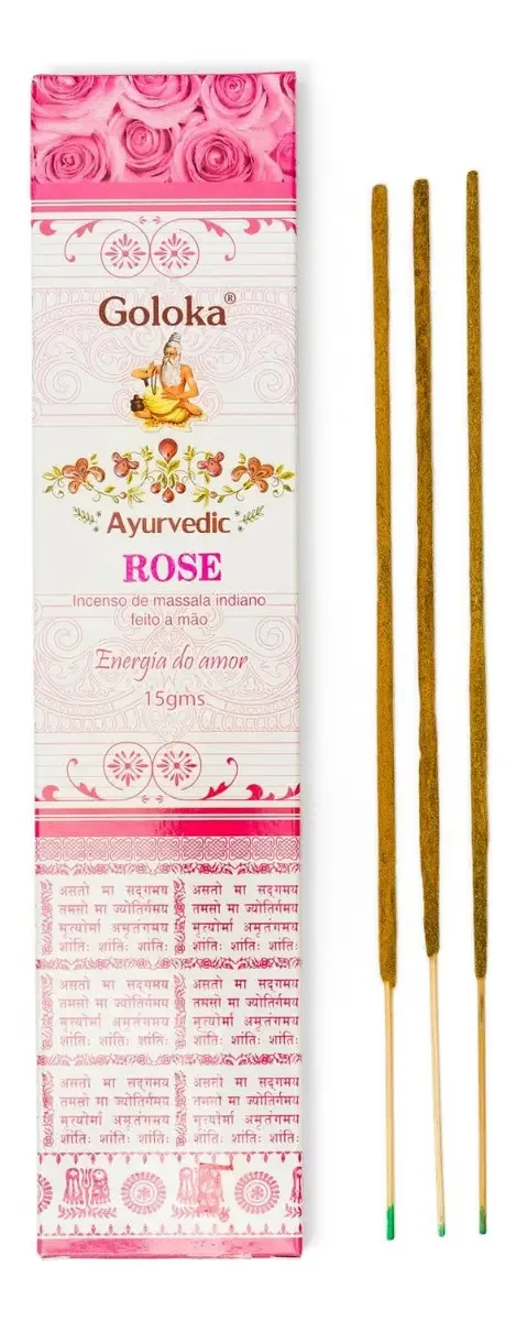 Kit 3 Incensos Goloka Massala Vareta Aromático Floral Energia do Amor