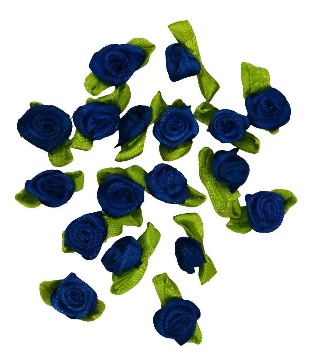 Flor de tecido florzinha de rococó cetim E-NVK Rococó Cetim Azul azul-petróleo