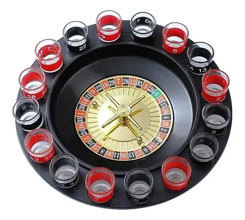 Roleta da Sorte Javick Jogo de Mesa com 16 Copos de Shot