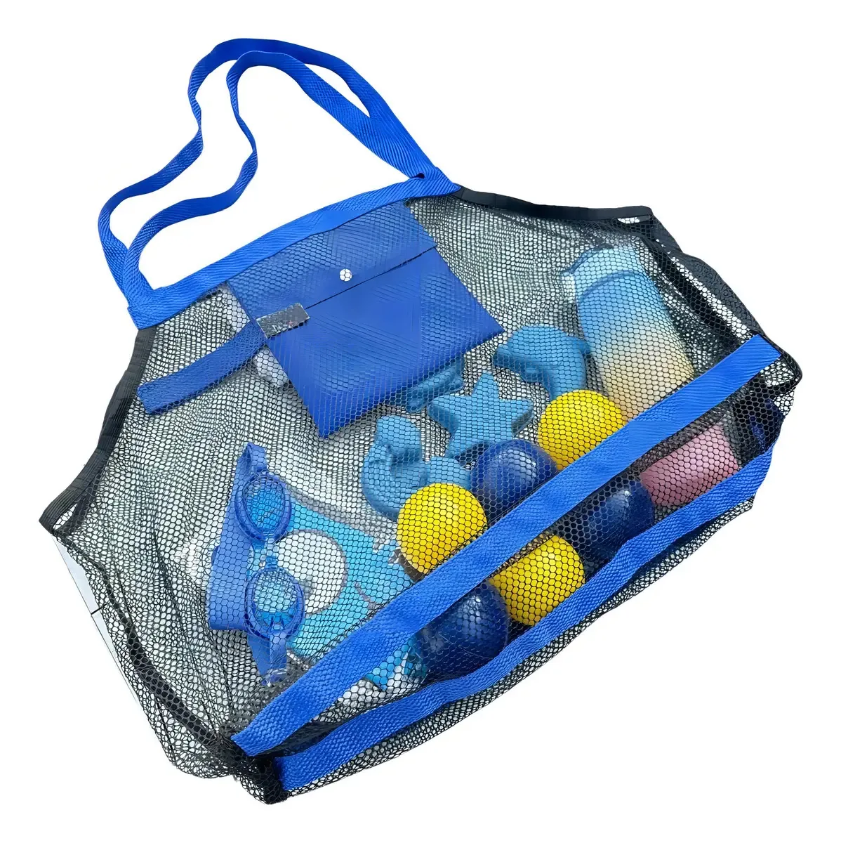 Sacola Guardar Brinquedo De Criança Praia Piscina Bolsa Saco Cor Azul