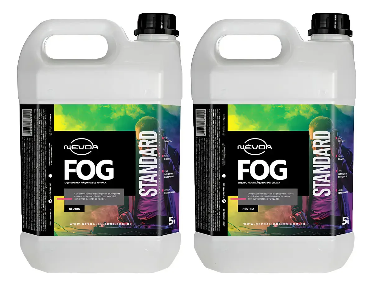 Kit 2 Liquido Fluido Para Maquina De Fumaça 5 Litros Neutro Linha Standard Nevoa