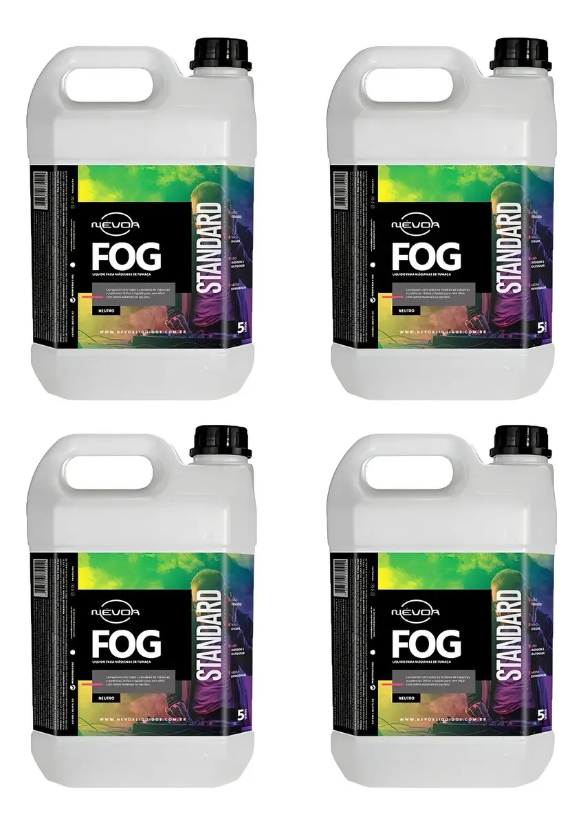 Kit 4 Líquidos Para Máquina De Fumaça 5 Litros Neutro Standard Névoa