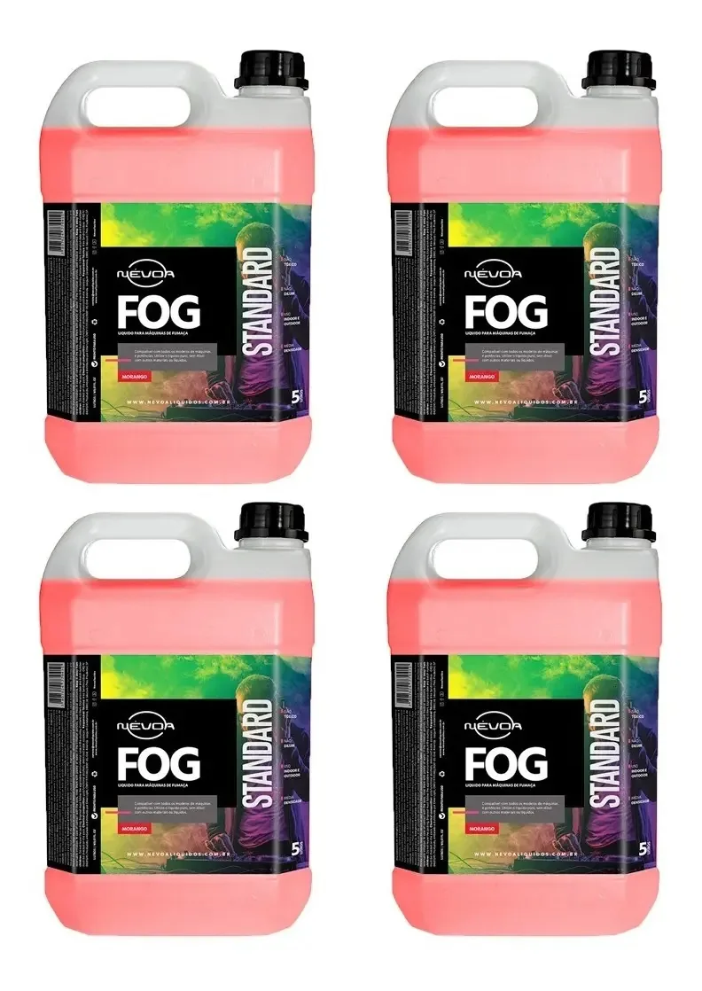 Kit 4 Liquidos Fog Morango Standart 5l P/ Maquinas De Fumaça