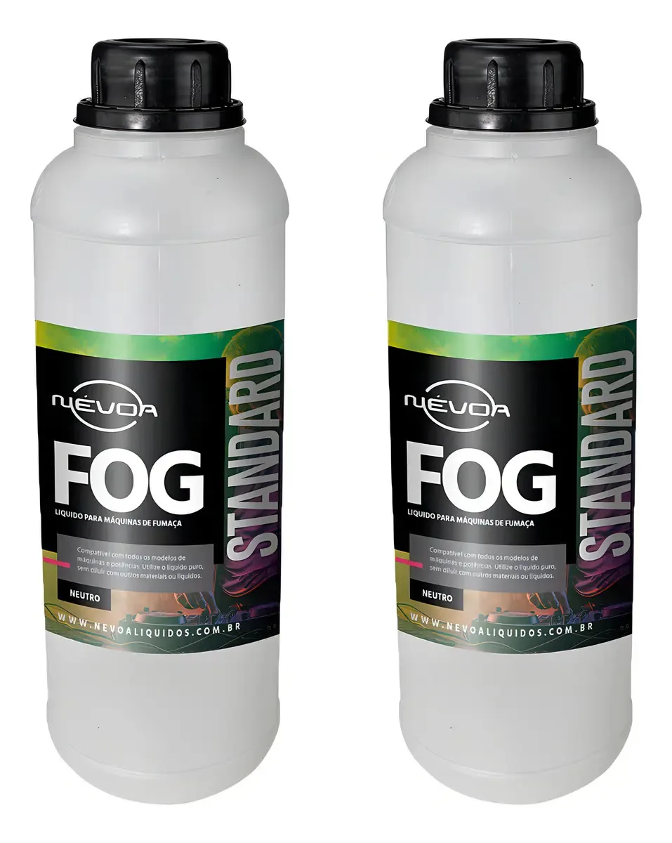 Kit 2 Liquidos Para Maquina De Fumaça 1 Litro Fog Linha Standard Neutro Nevoa