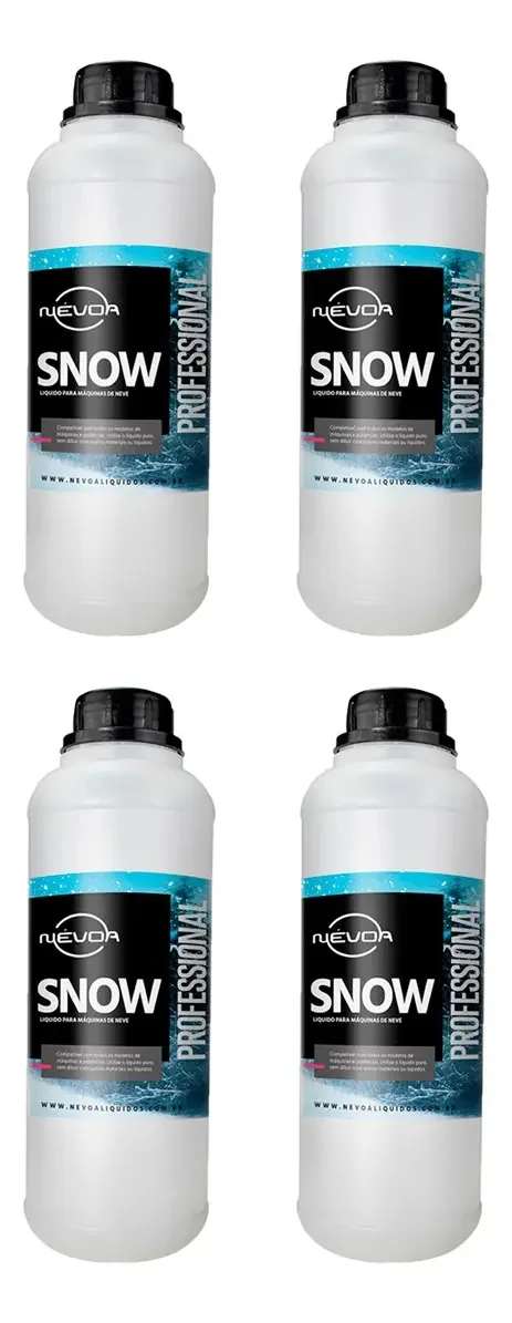 Kit 4 Liquido Fluído P/ Máquinas De Neve Snow 1 Litro Nevoa