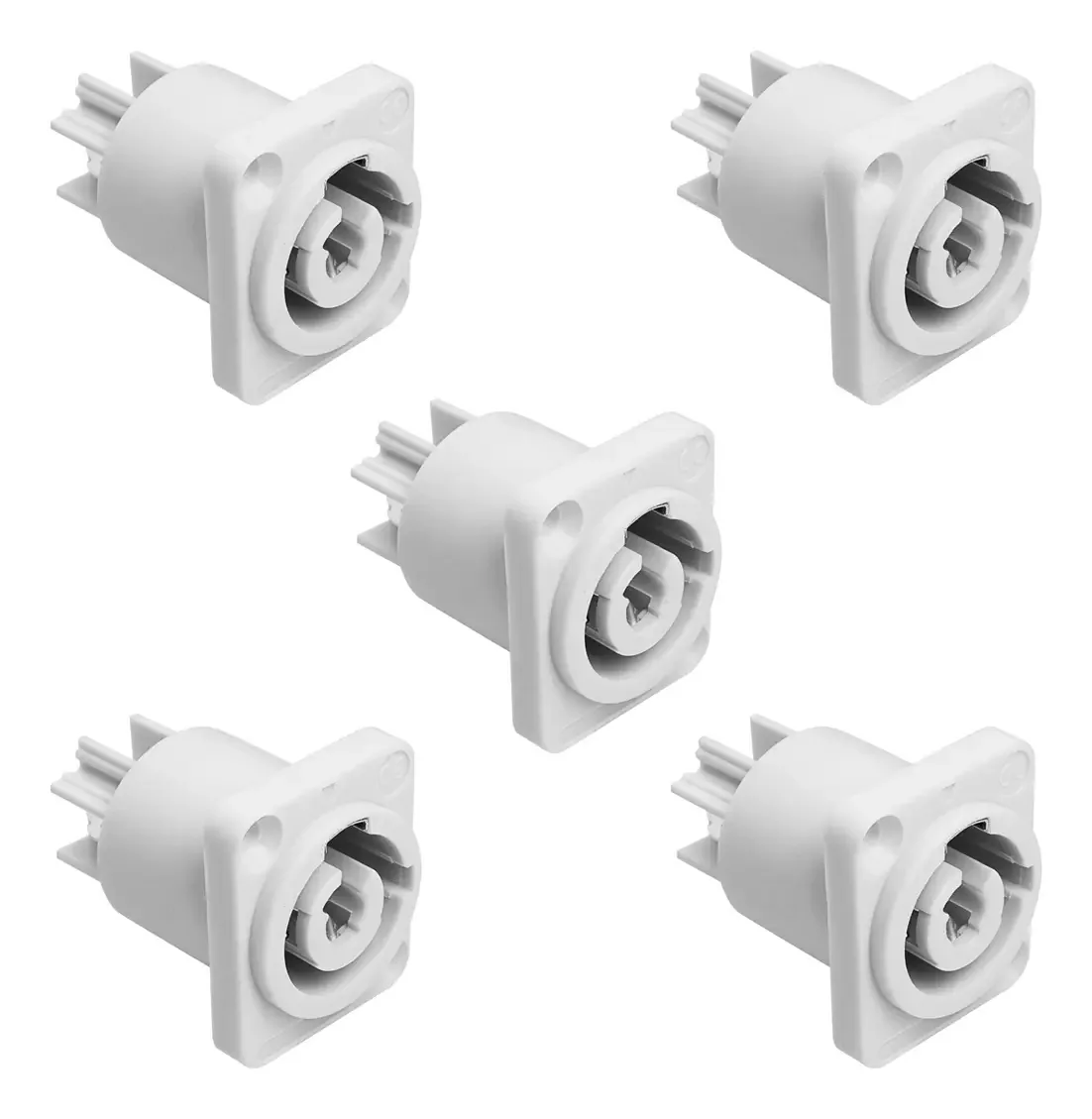 5 Conectores Powercon Painel Embutir Out Profis. Branco