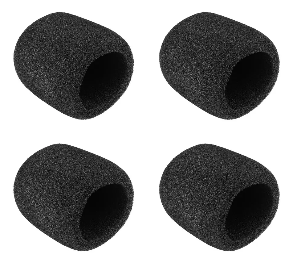4 Espumas Externas Anti Puff P Microfones Com Fio E Sem Fio Cor Preto