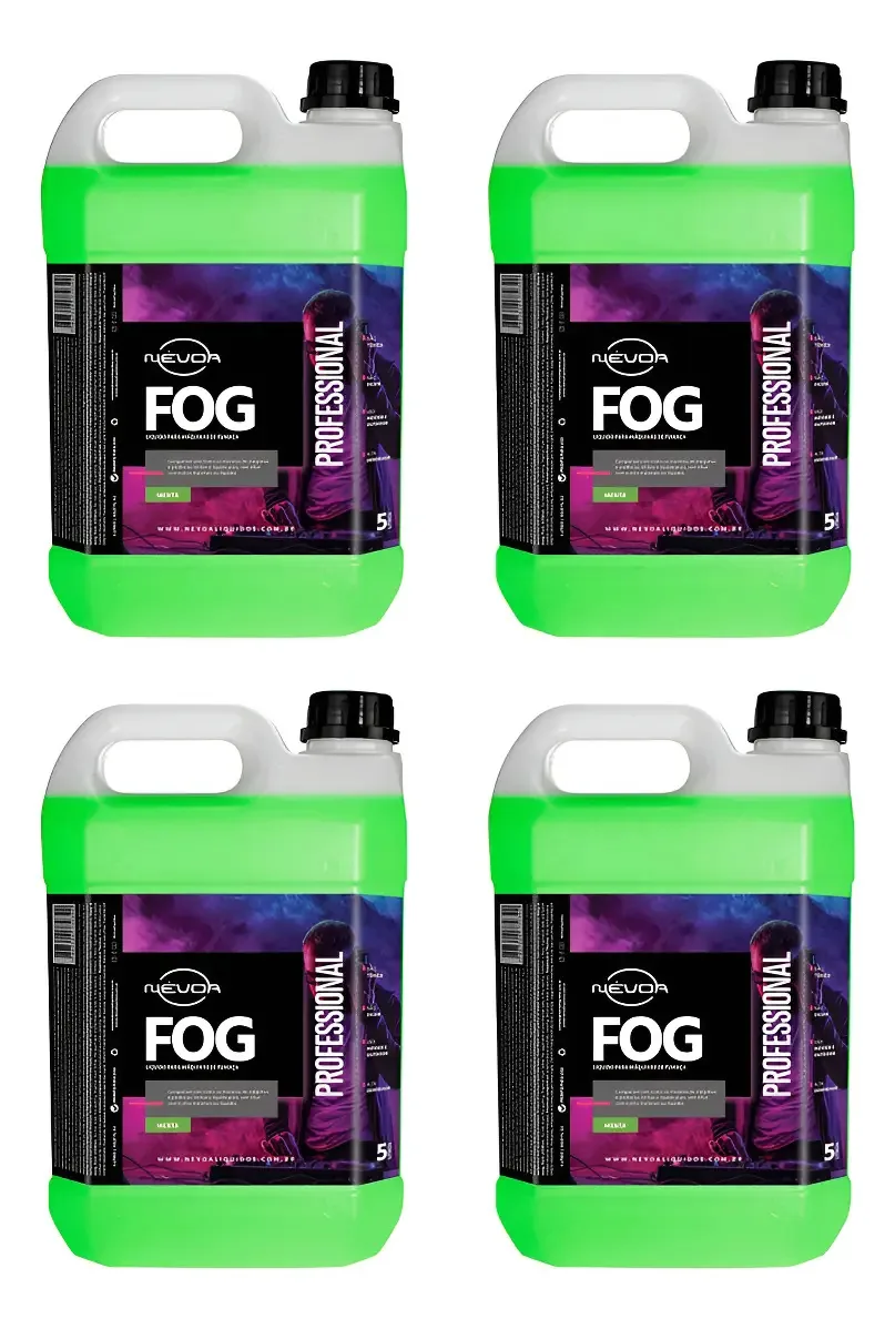 Kit Quatro Líquidos Para Máquina de Fumaça com Aroma de Menta – 5 Litros Cada