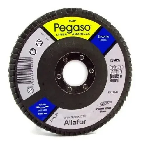 Flap Pegaso Zirconium para desbaste e polimento de metais 115 mm x10UNID Grain 80