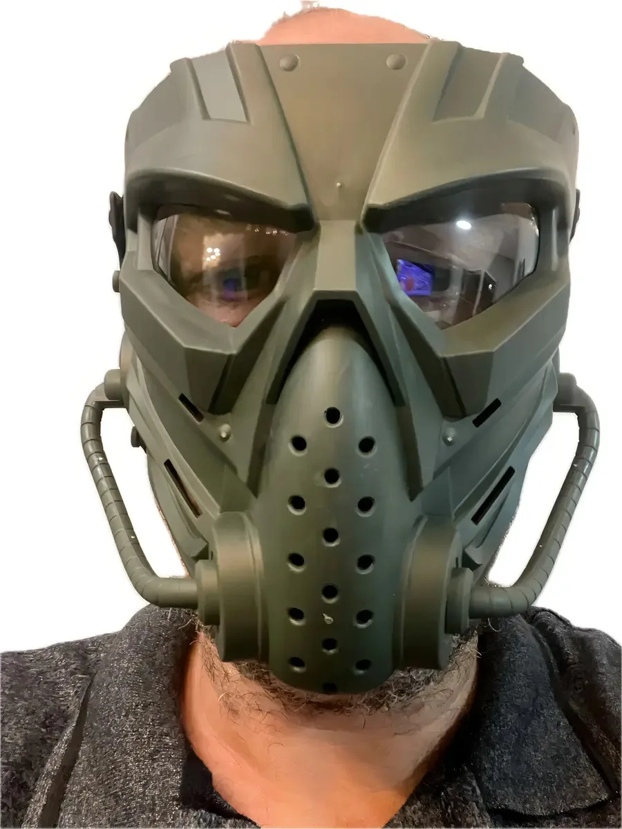 Máscara Futurista Airsoft Paintball Verde Proteção Facial Desenho Hallostyle Alien Green Tamanho Universal