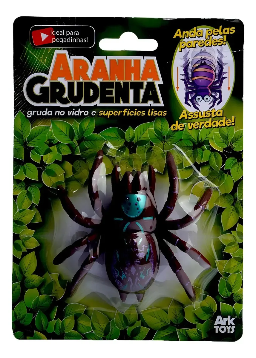 Brinquedo 2 Aranha Gruda Superfície Lisa Vidro Cor Preto