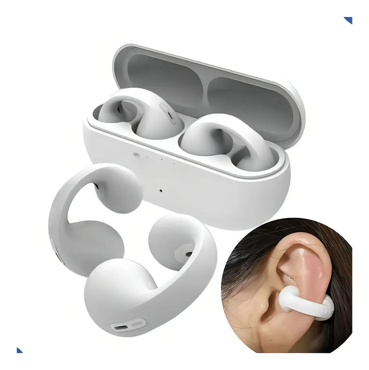 Fone Bluetooth SunRise Osso Condução Sem Fio Clipe Orelha Branco
