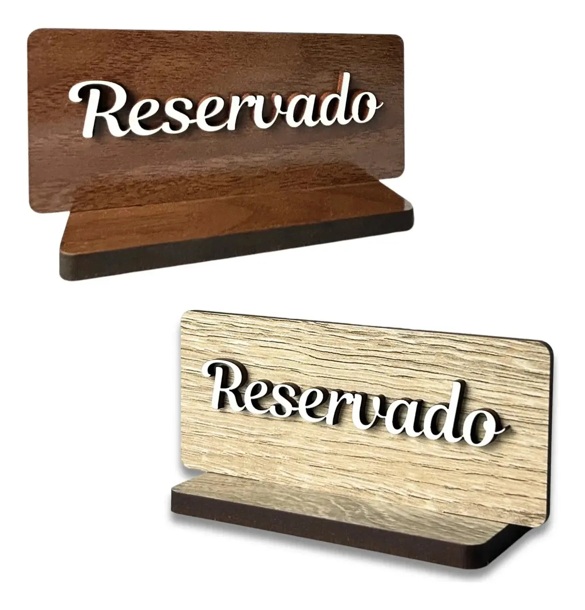 Placa Reservado De Mesa, Restaurante Casamento Kit Com 10 Cor Madeira Escura