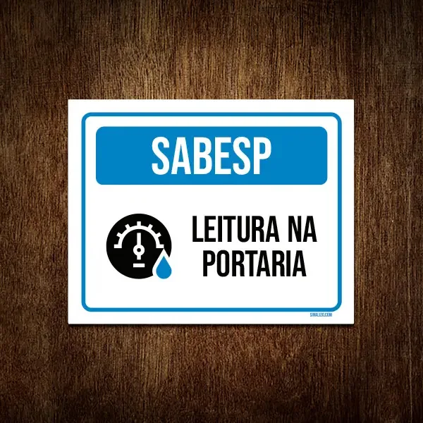 Placa Sinalização - Sabesp Leitura Na Portaria 18x23