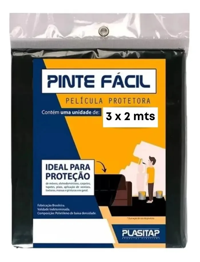 Lona Para Proteção Móveis Chão Carpetes 3x2m Plástica Preta