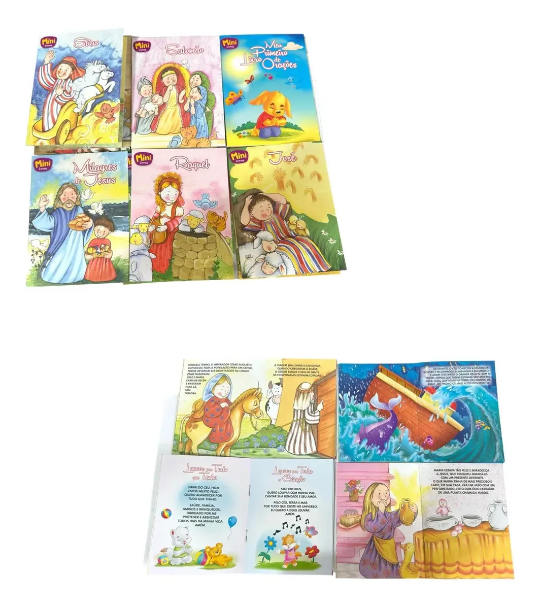 Kit 10 Mini Livros Evangélicos Infantil Bíblicos Coloridos