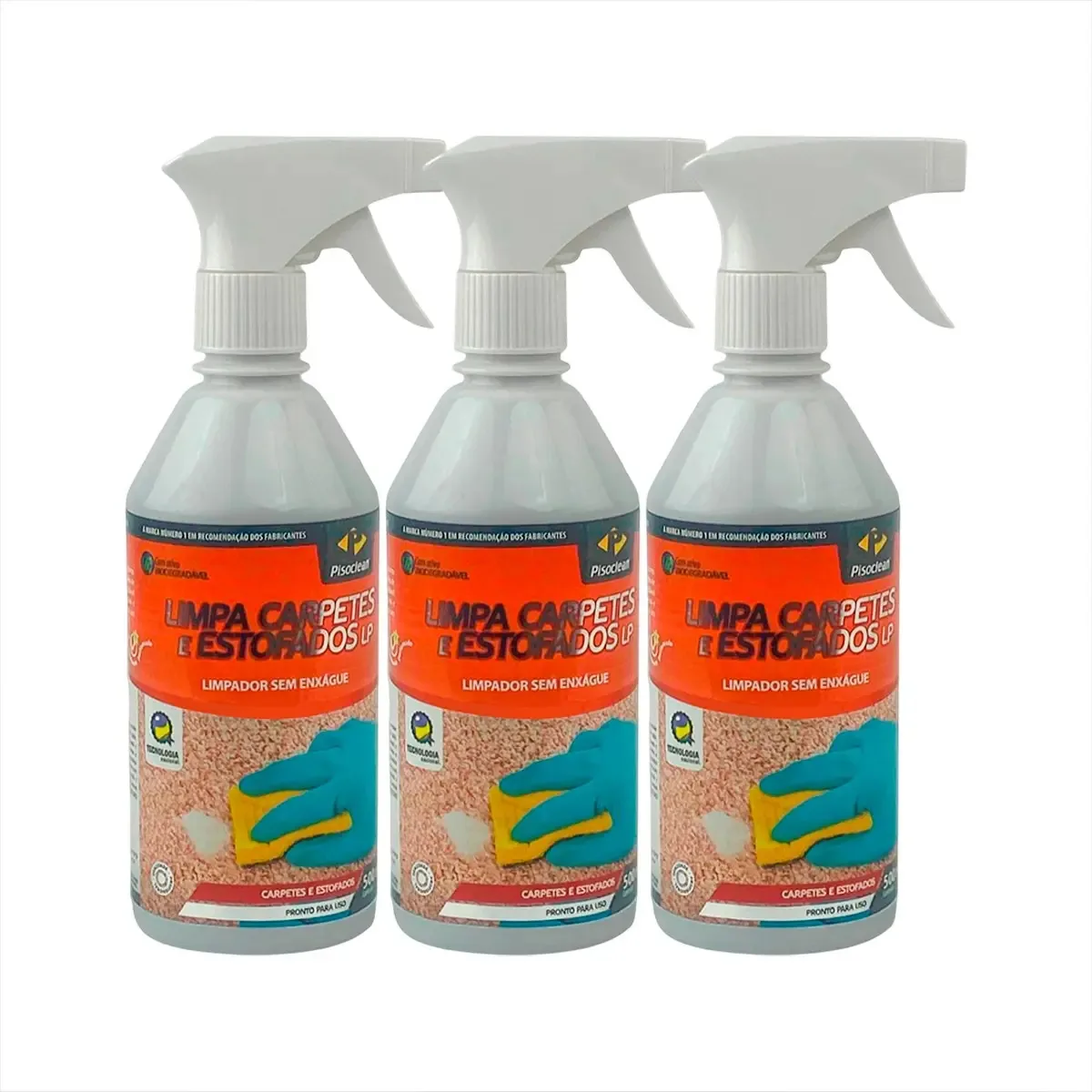 Limpa Tapetes Sofa Estofados Prático Pisoclean 500ml C/3