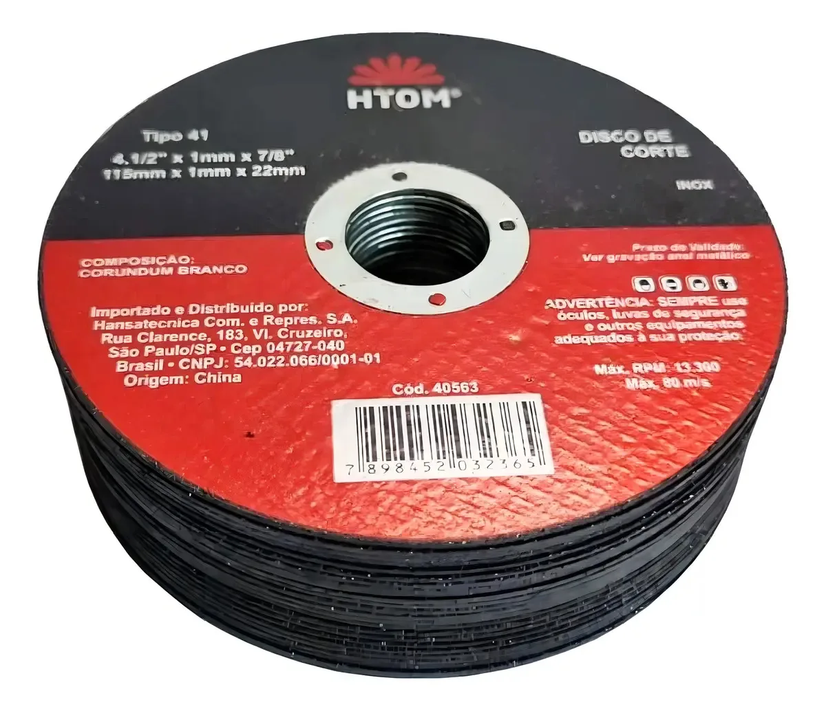 Discos de Corte Metal e Inox Htom 25 Unidades 115mm 1mm Esmerilhadeira