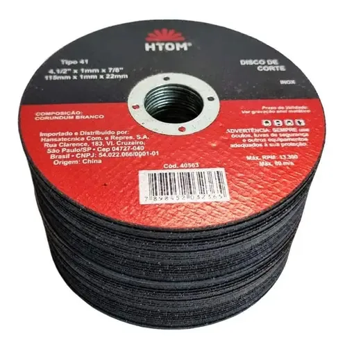 Discos Corte Fino Inox Metal 115mm Htom Esmerilhadeira 50un