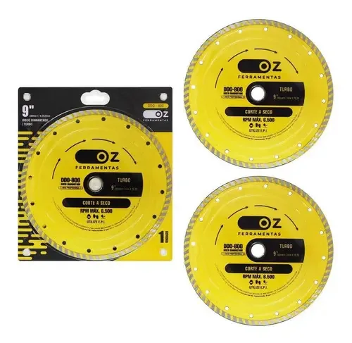 Kit 3 Discos De Corte Diamantados Turbo 230mm 9pol. Oz
