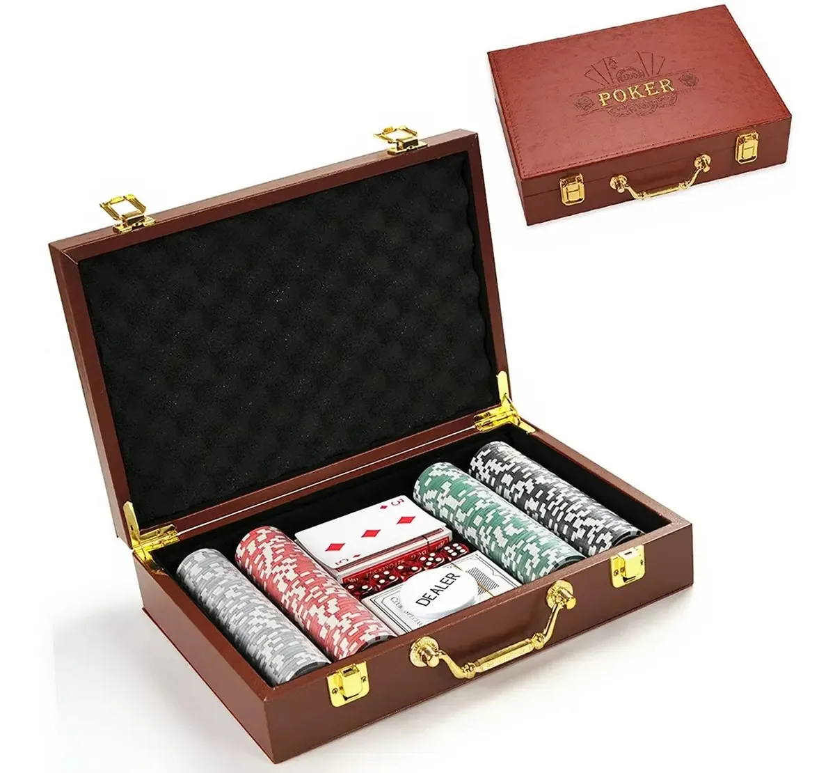 Maleta De Couro Poker Com 200 Peças Fichas,