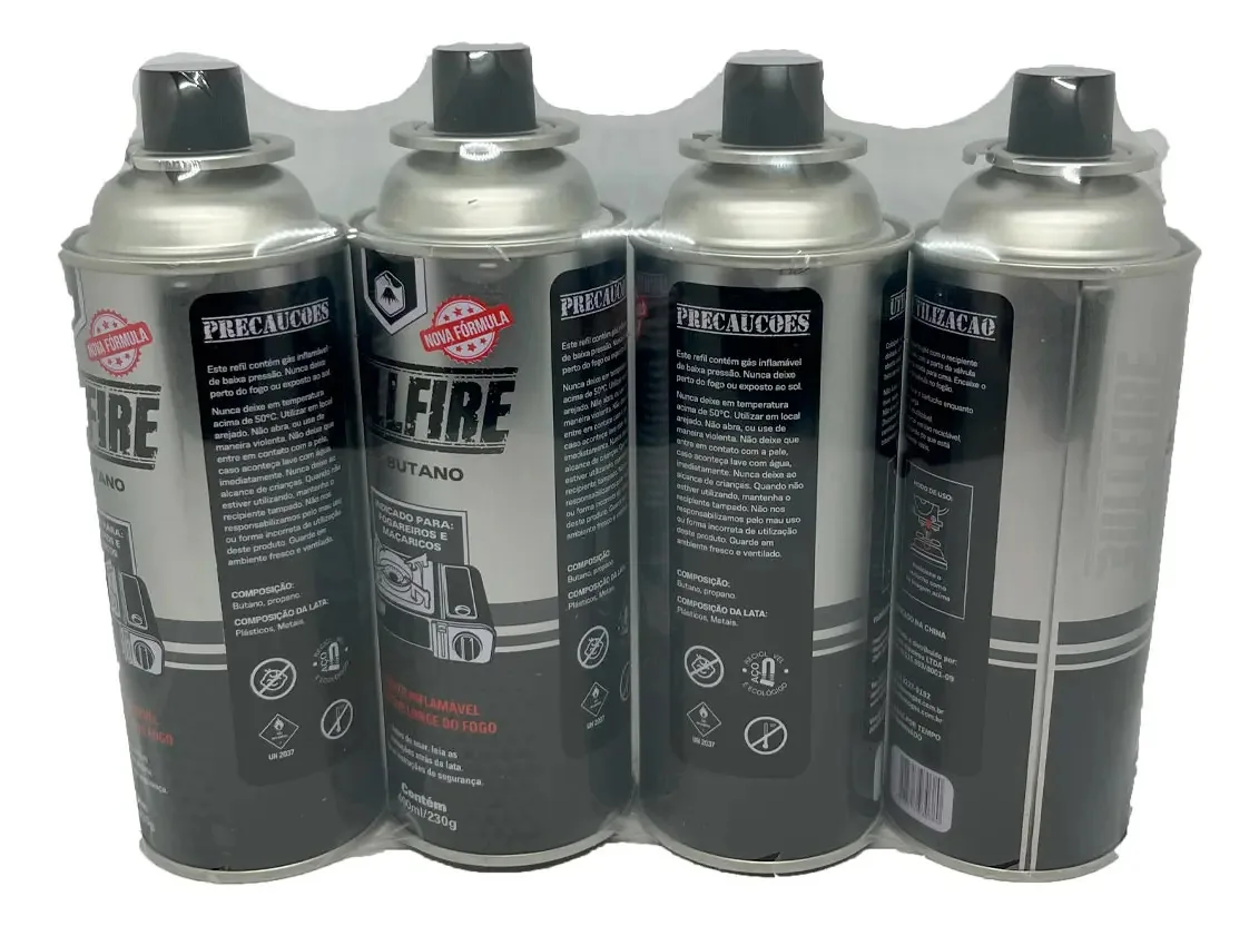 Kit 4 Gás Butano Refil Volcano Bullfire Maçarico Culinário 400ml