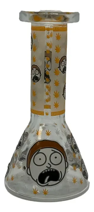 Bong De Vidro Estampado Rick E Morty Ss050 Cor Laranja Morty Assustado